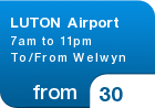 LUTON Airport 7am to 11pm To/From Welwyn - from &pound;30
